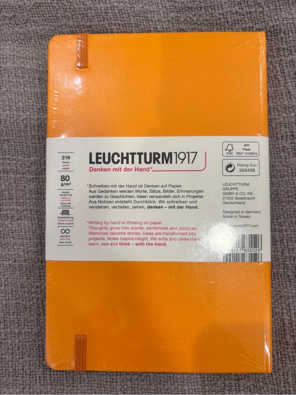 NWT “LEUCHTTURM1917” B+ in Rising Sun Orange.🍊 Hardcover Ruled Notebook